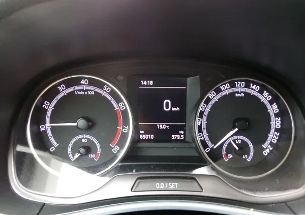 Skoda Fabia cena 40500 przebieg: 69000, rok produkcji 2019 z Pabianice małe 56